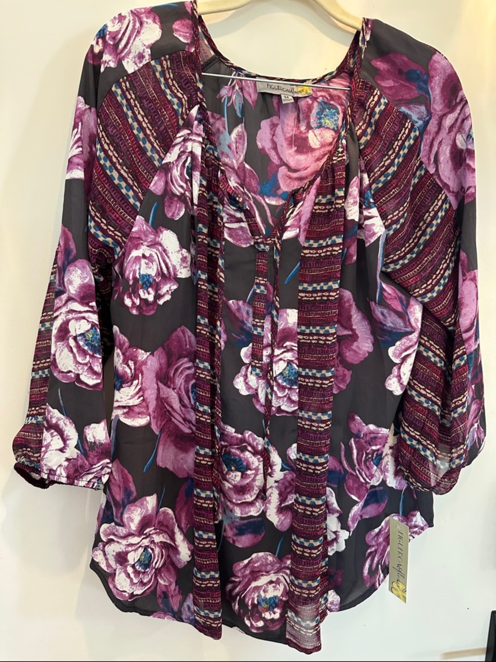 Womens Purple Floral Blouse M